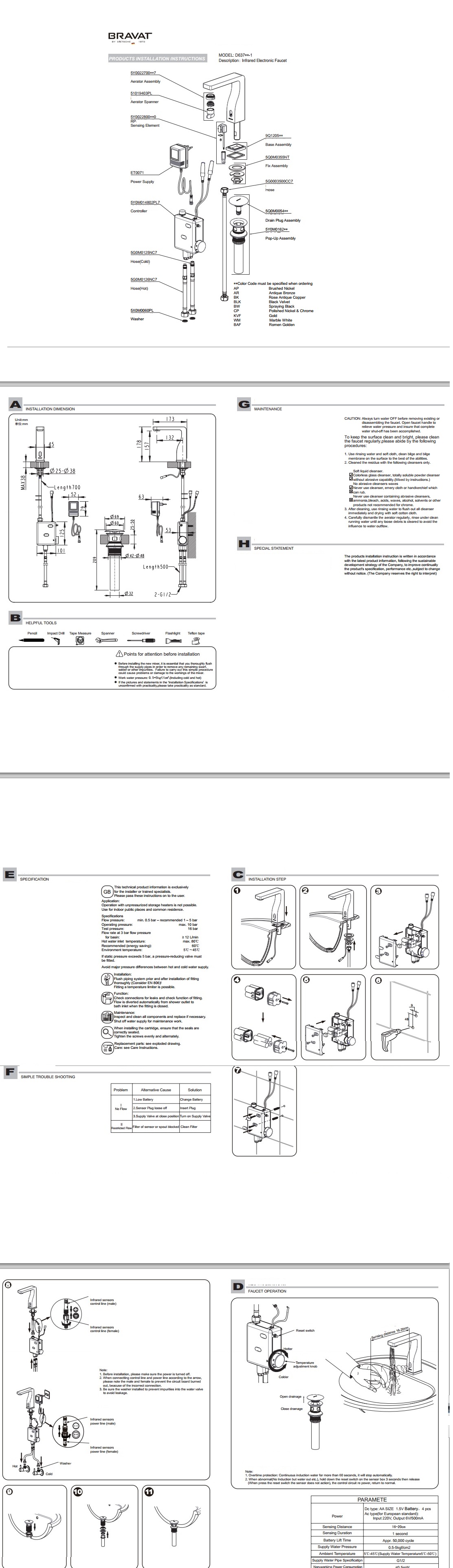 Fonatan sensor-faucet-Bravat installation Instruction